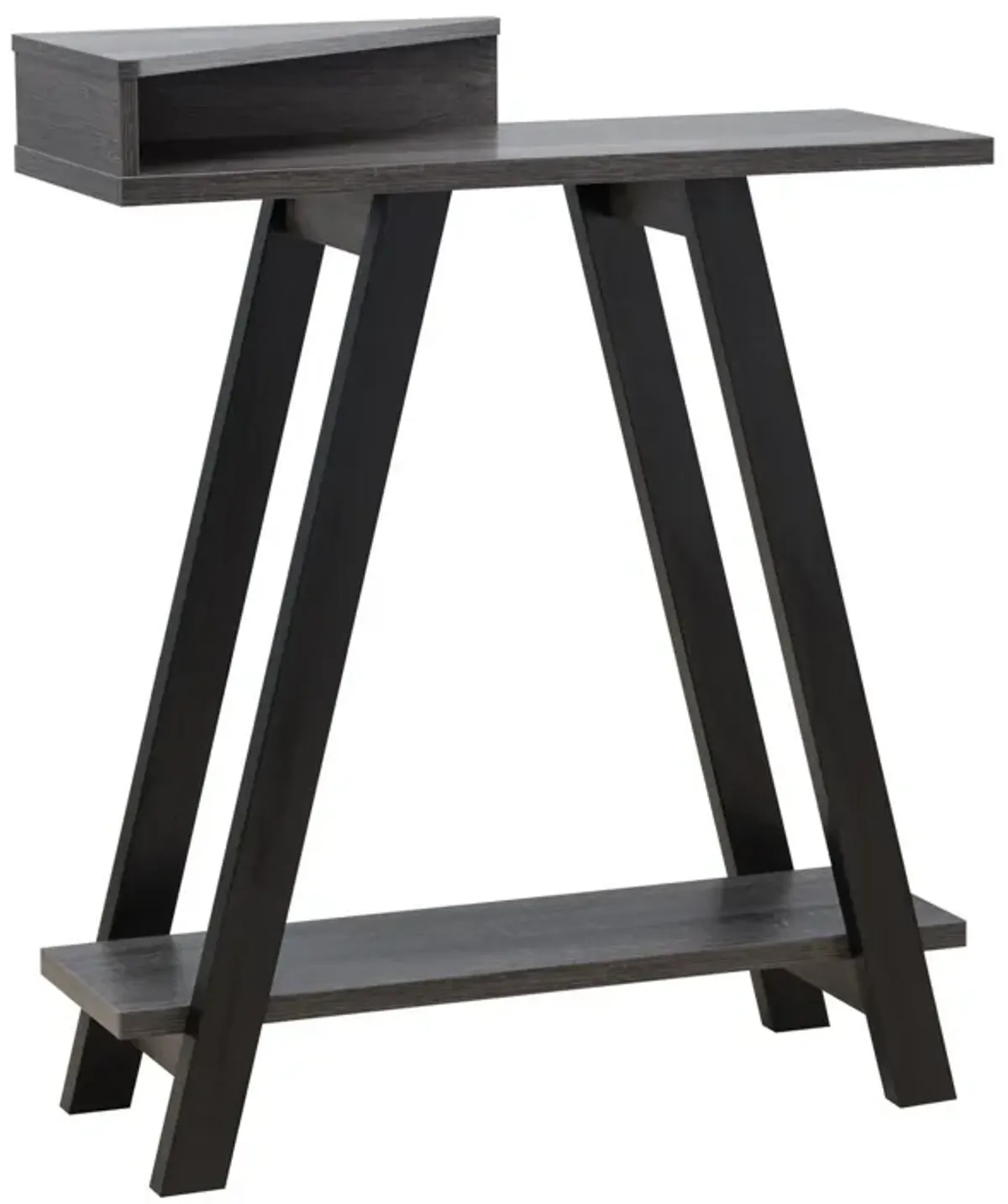 Baki 38 Inch Modern Wood Side Console Table, Corner Compartment, Black-Benzara