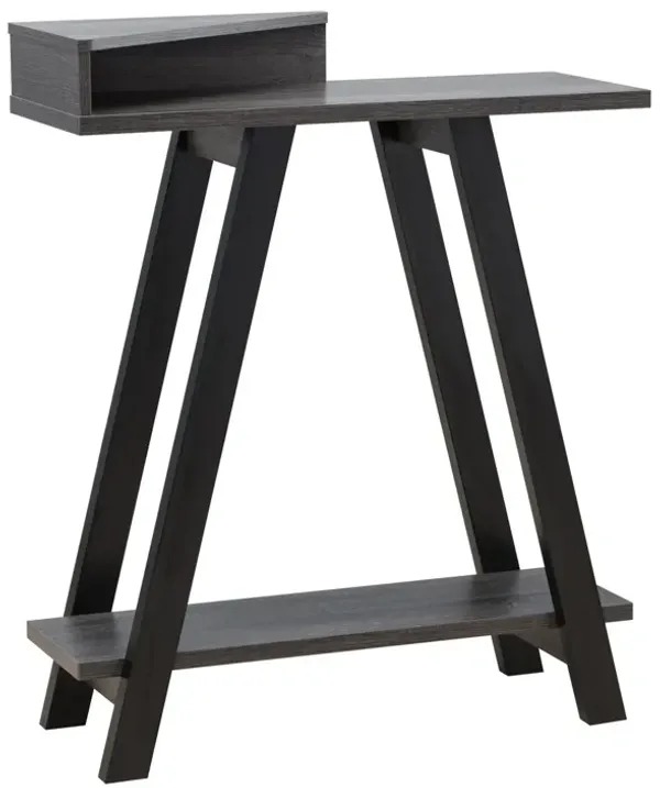 Baki 38 Inch Modern Wood Side Console Table, Corner Compartment, Black