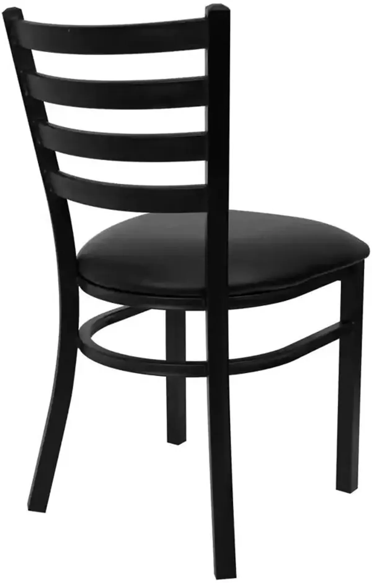 Metal Frame Dining Chair Slatted Wood Back with Padded Vinyl Seat