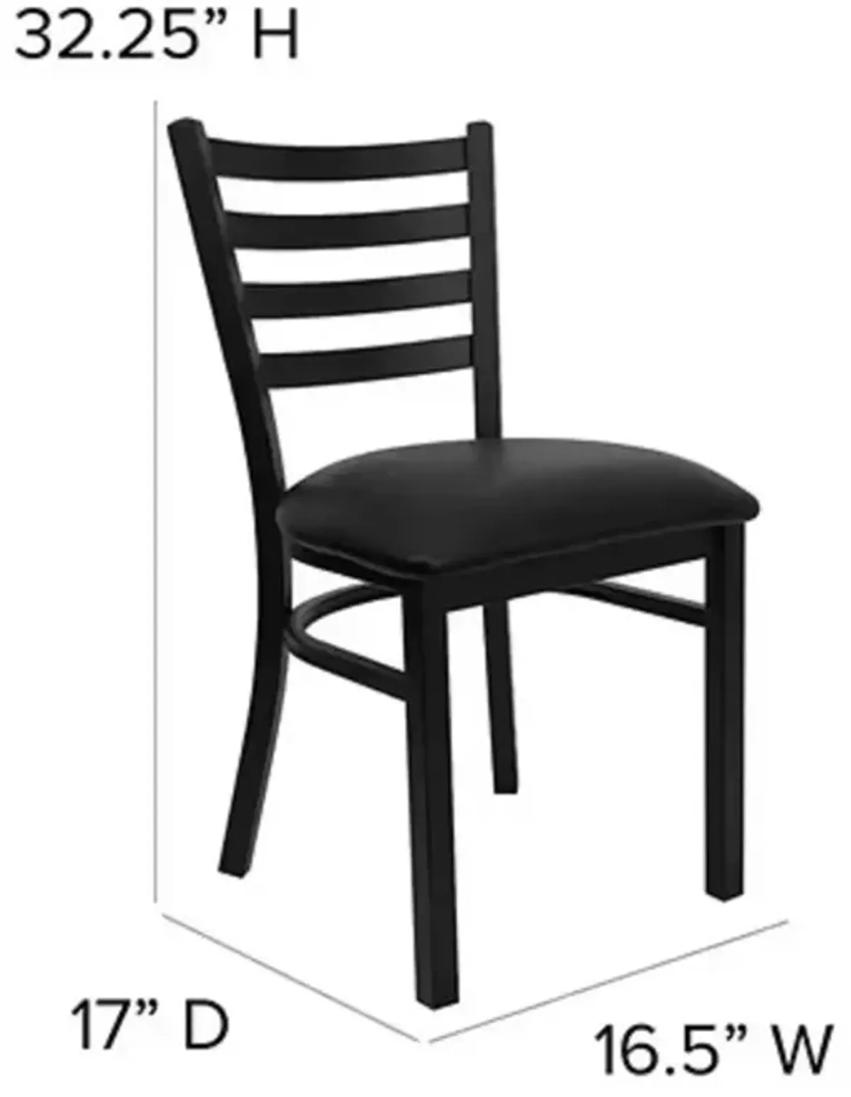 Metal Frame Dining Chair Slatted Wood Back with Padded Vinyl Seat