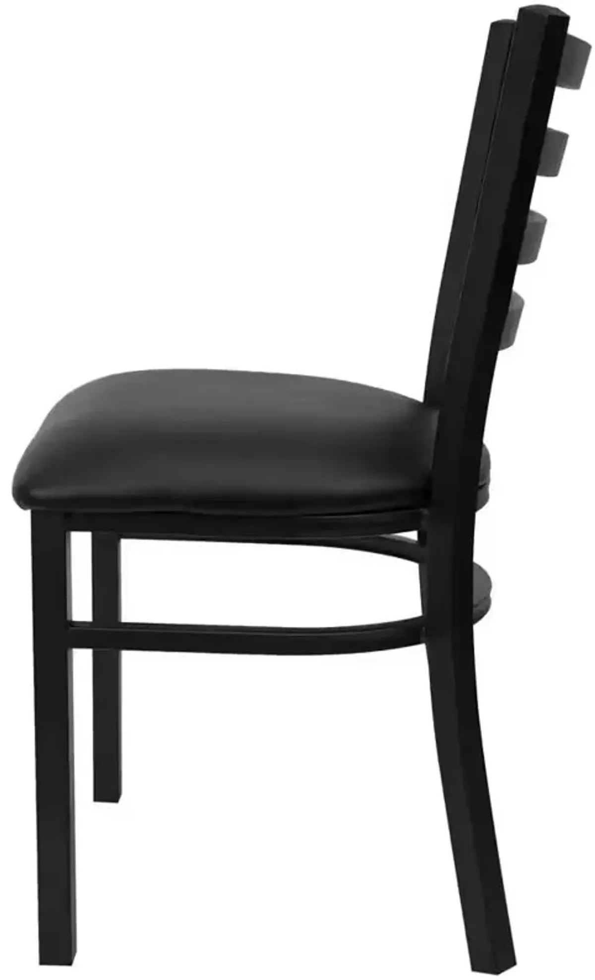 Metal Frame Dining Chair Slatted Wood Back with Padded Vinyl Seat