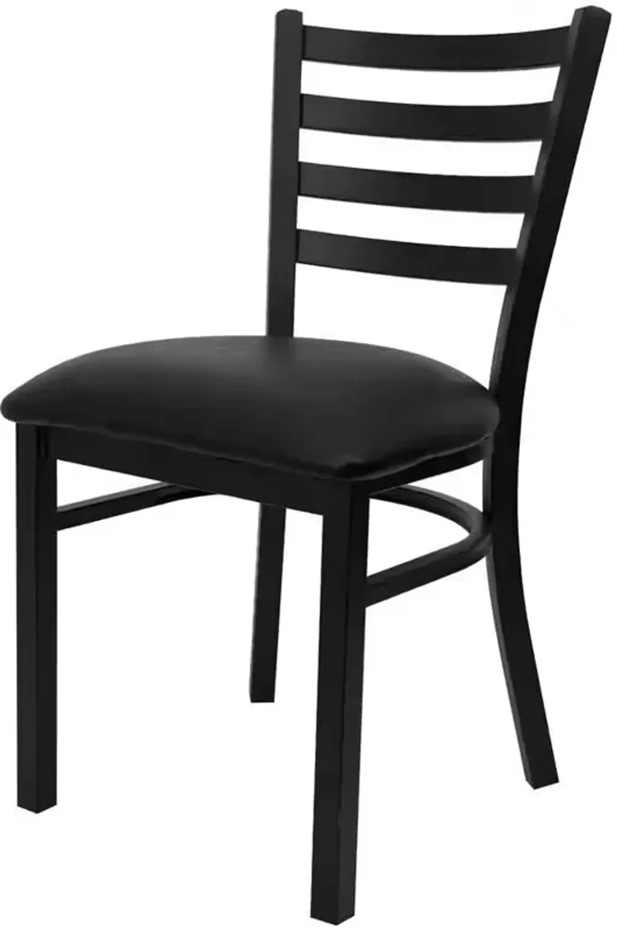 Metal Frame Dining Chair Slatted Wood Back with Padded Vinyl Seat