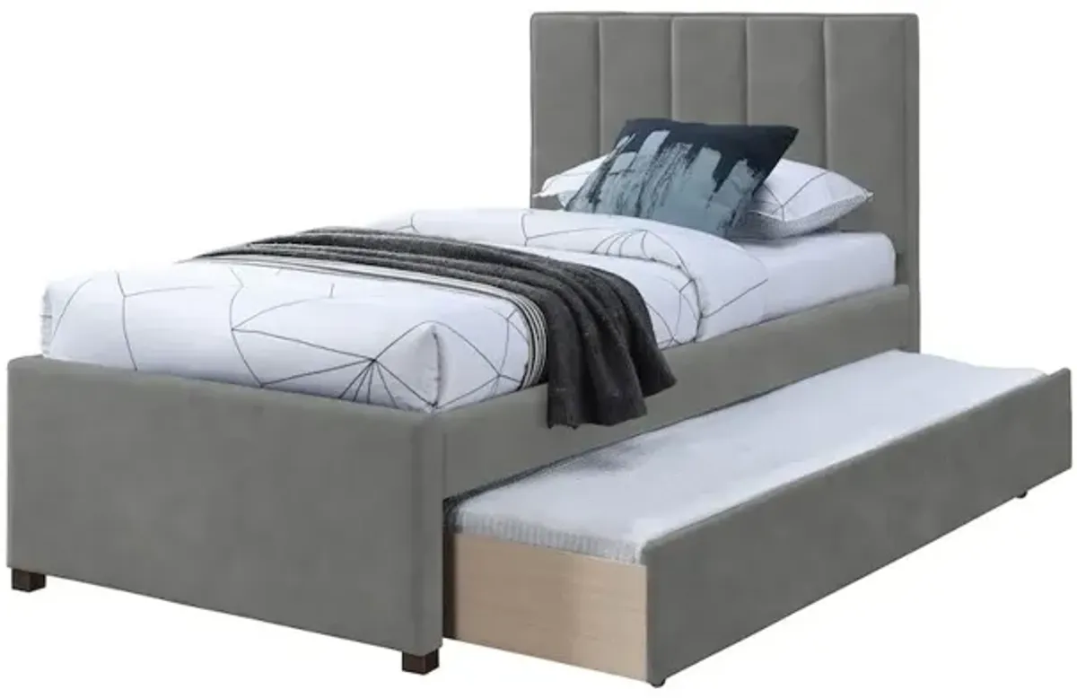 Meridian Furniture Hudson Grey Vegan Leather Twin Trundle Bed