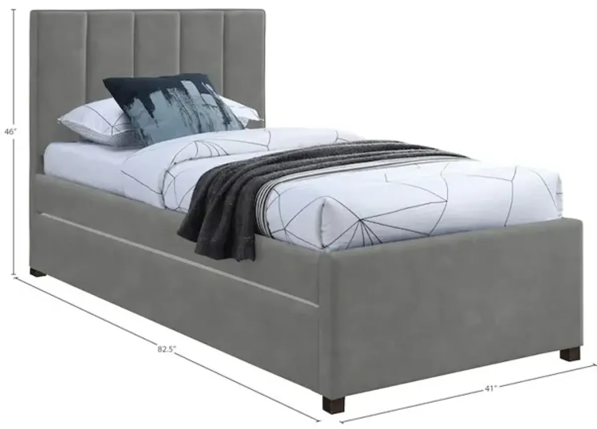 Meridian Furniture Hudson Grey Vegan Leather Twin Trundle Bed