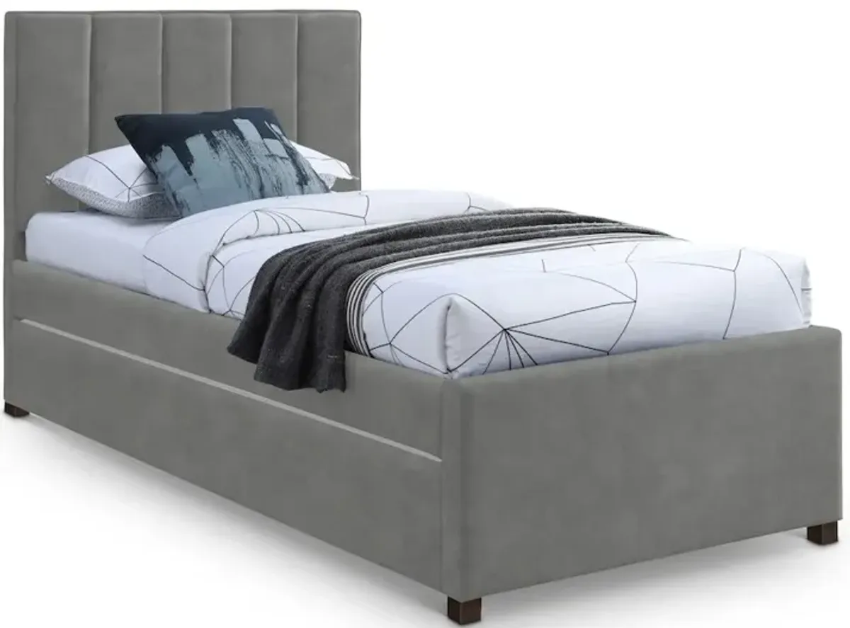 Meridian Furniture Hudson Grey Vegan Leather Twin Trundle Bed