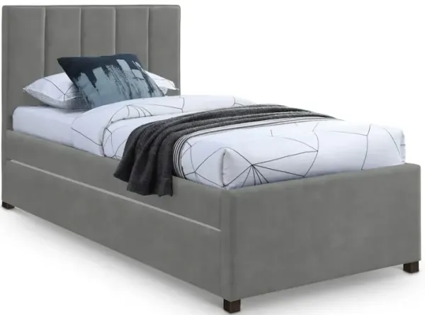 Meridian Furniture Hudson Grey Vegan Leather Twin Trundle Bed