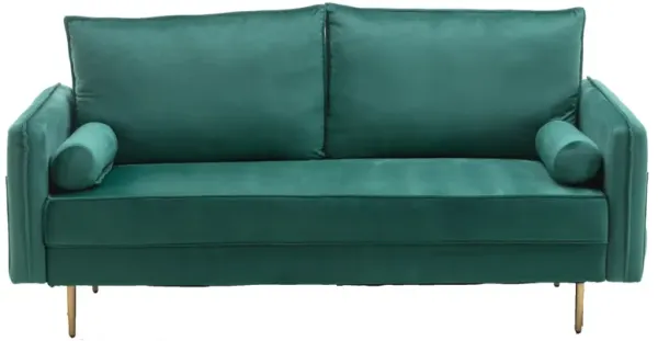 Modern Living Room Velvet Fabric Sofa Couch, Loveseat Sofa With Pocket, Green