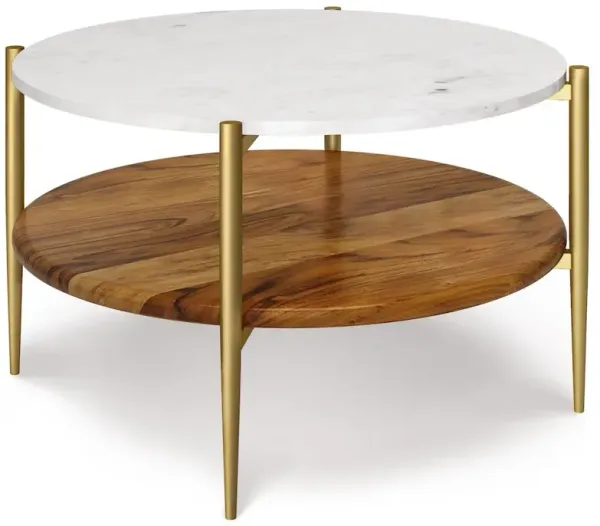 Simpli Home Wagner Solid Acacia Wood Coffee Table In White/Natural