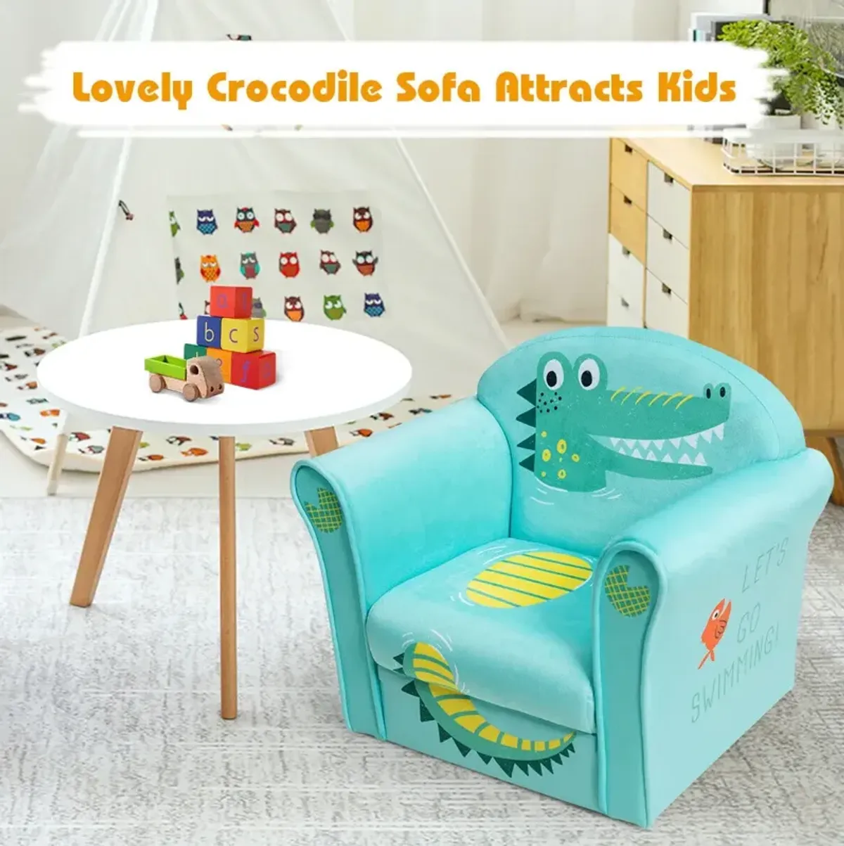 Kids Armrest Upholstered Couch