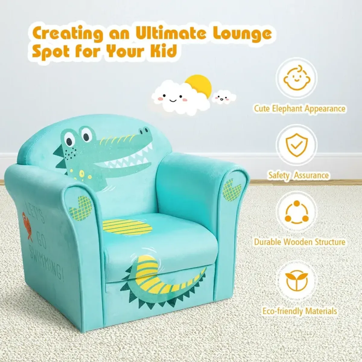 Kids Armrest Upholstered Couch