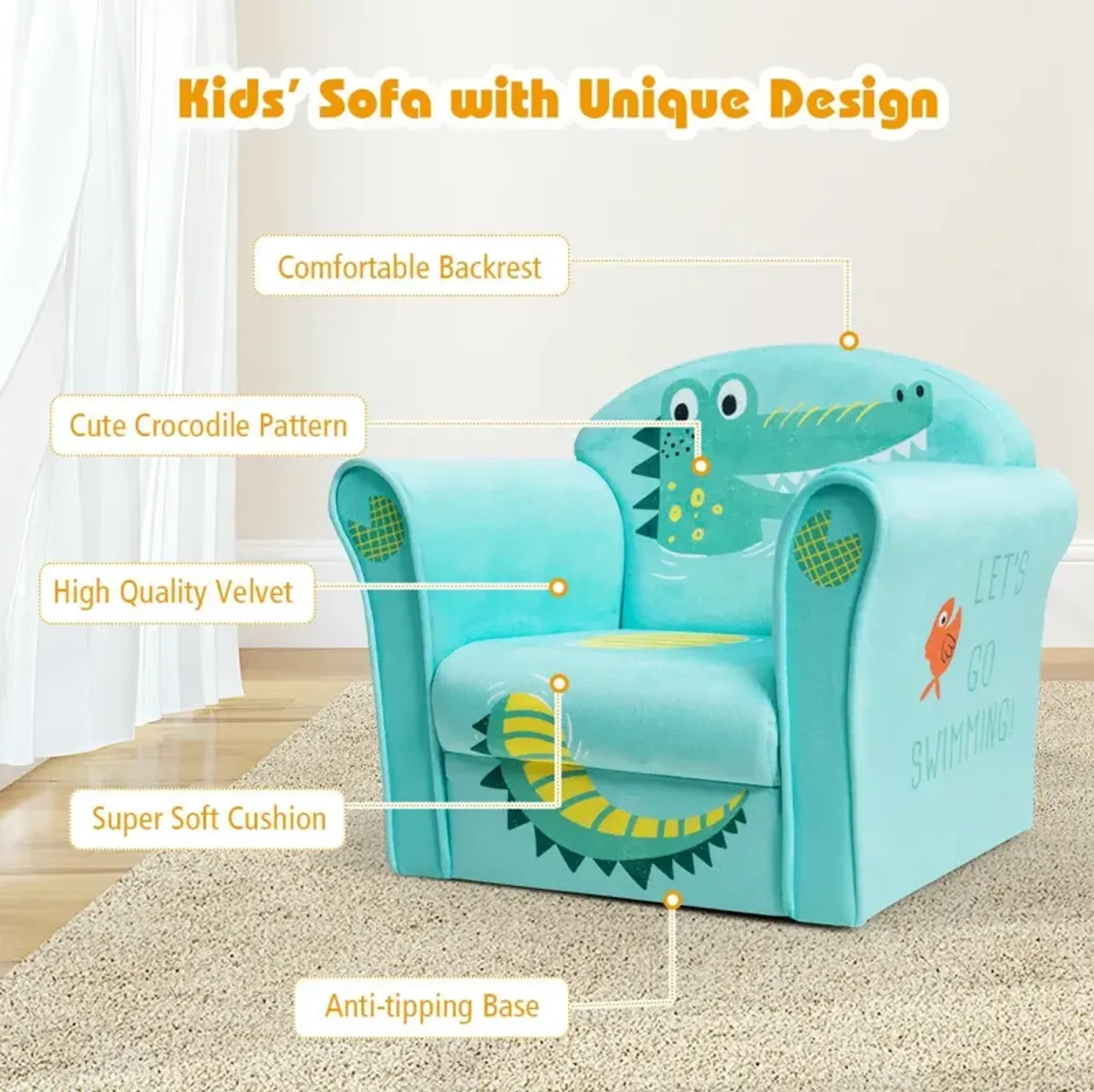 Kids Armrest Upholstered Couch