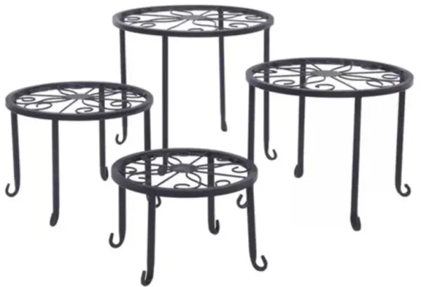 Set of 4 Metal Plant Stands for Indoor or Outdoor Use with Sturdy Design