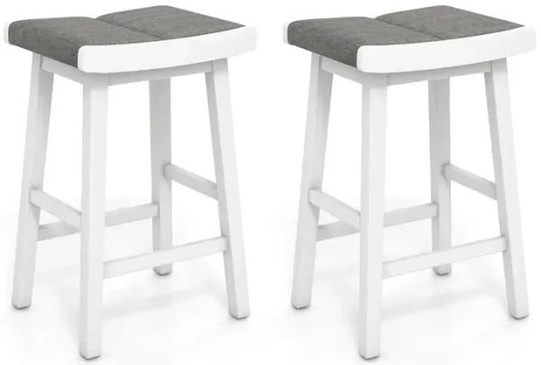 2 Pieces Upholstered Saddle Barstools with Padded Cushions