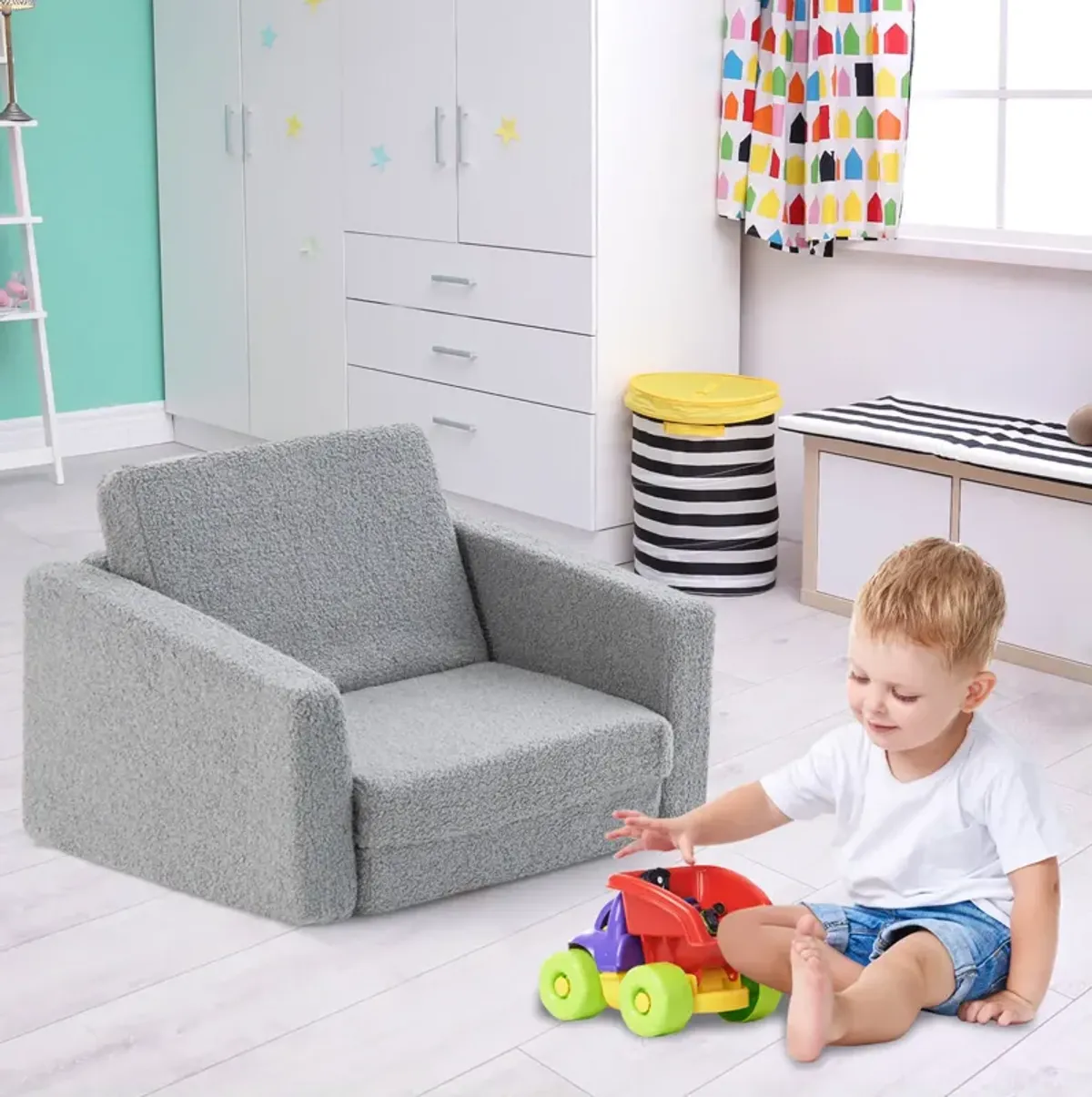 2-in-1 Children's Convertible Sofa to Lounger