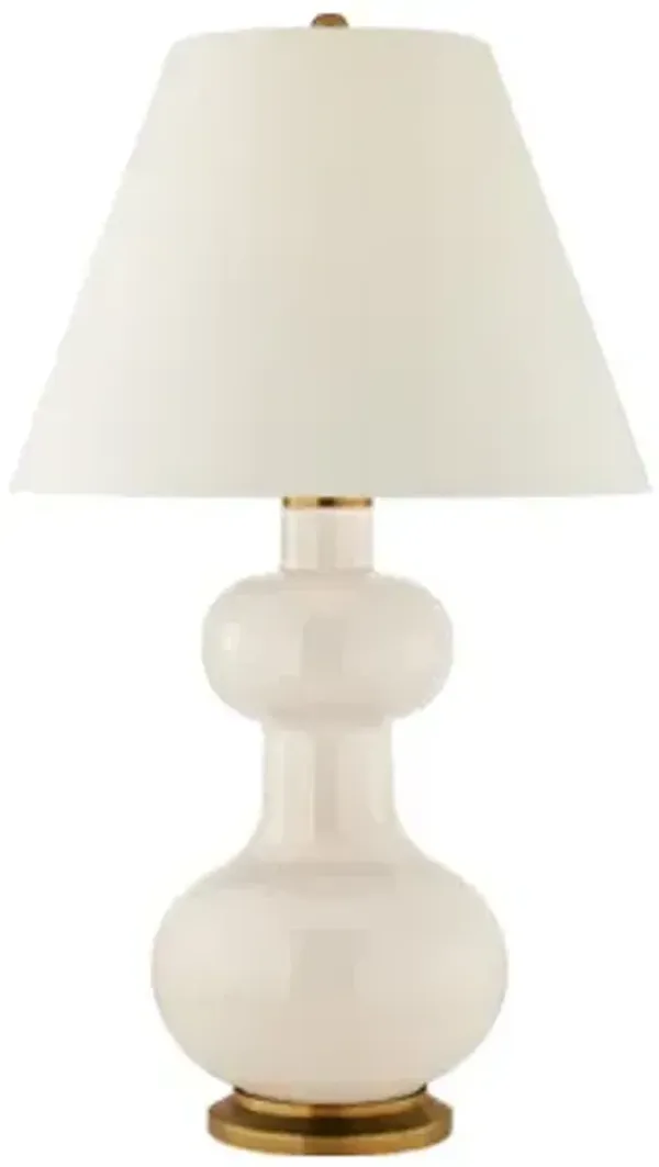 Chambers Large Table Lamp in Ivory with Natural Percale Shade