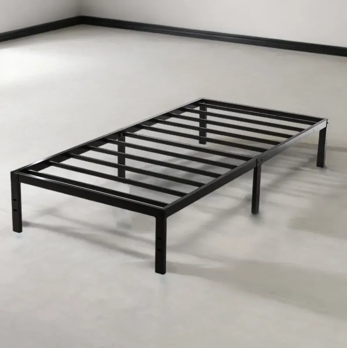 Hivvago Twin XL Study Black Metal Platform Bed Frame - No Box-Springs Needed