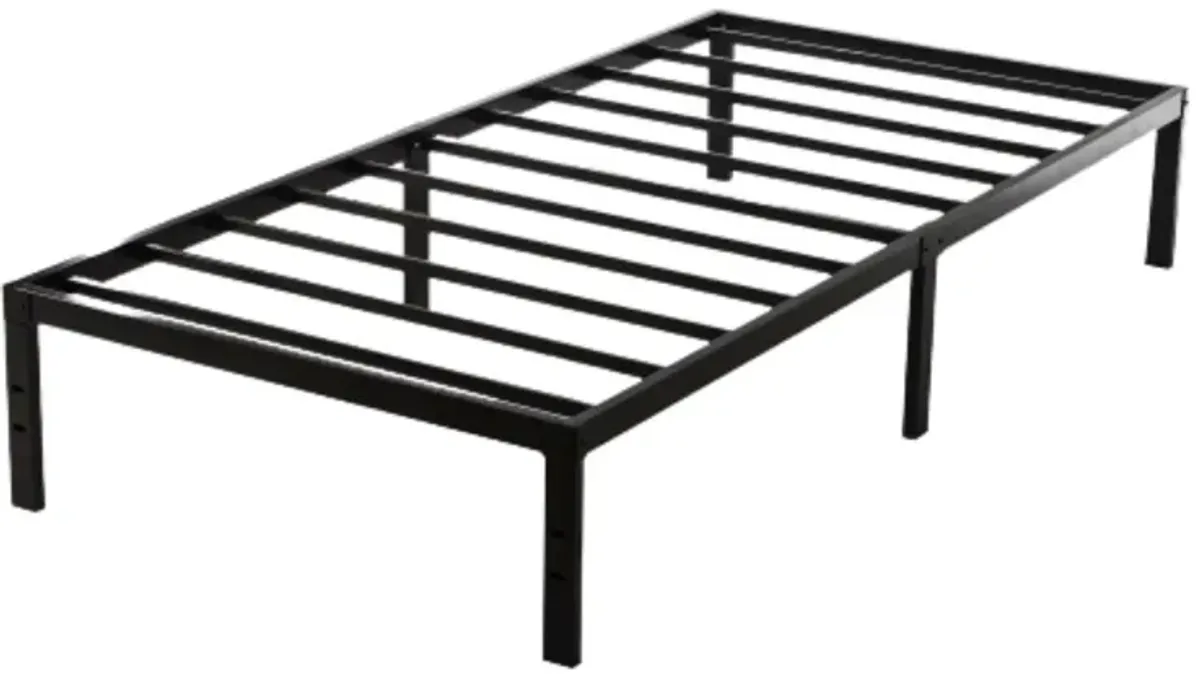 Hivvago Twin XL Study Black Metal Platform Bed Frame - No Box-Springs Needed