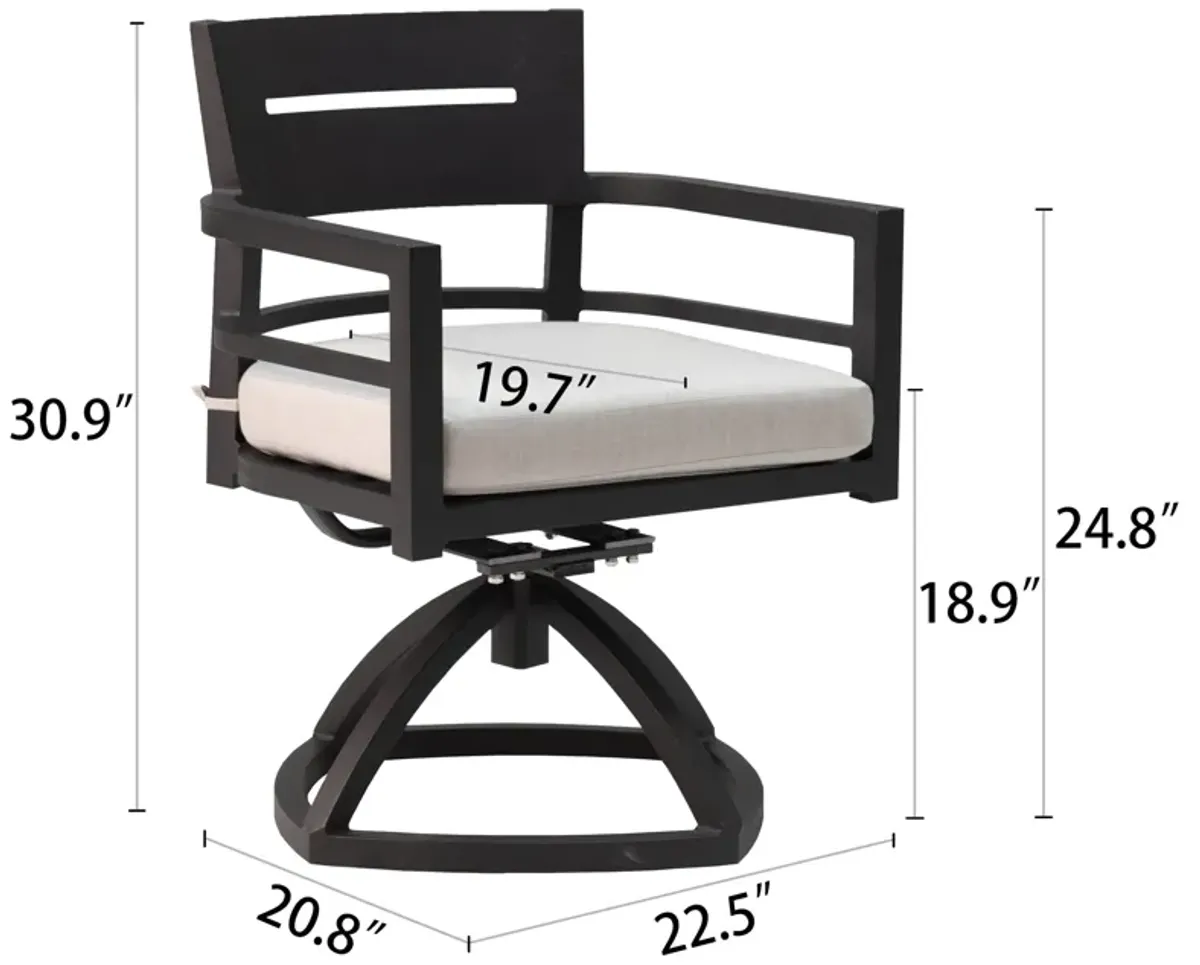 MONDAWE 2 Pieces Outdoor Patio Aluminum Swivel Rocker Chairs with Outdoor-grade Sunbrella Fabric Cushions,Ember Black