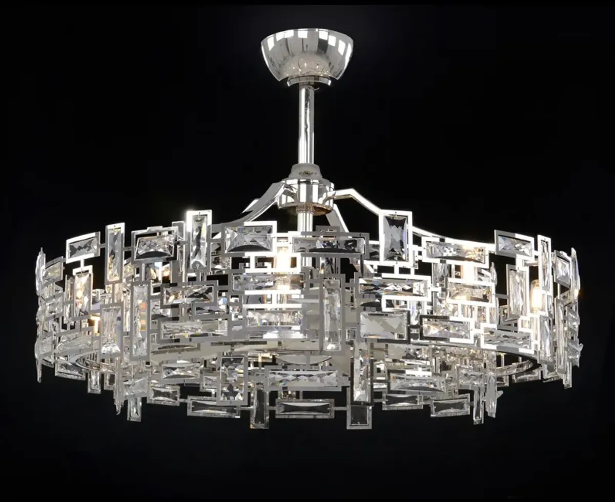 Eight-Light Chandelier with Fan