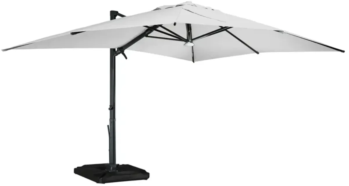 MONDAWE 13ft Square Solar LED Cantilever Patio Umbrella with Included Base & Bluetooth Light