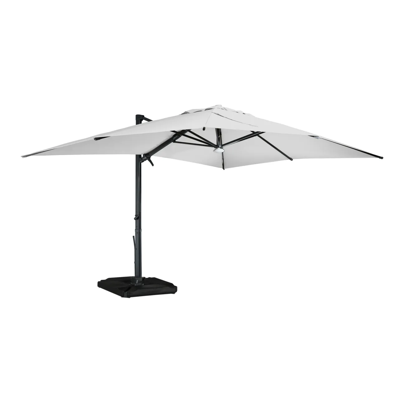 MONDAWE 13ft Square Solar LED Cantilever Patio Umbrella with Included Base & Bluetooth Light