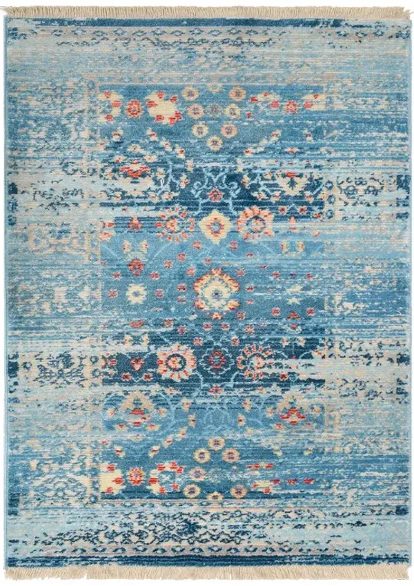RUGSOTIC CARPETS MACHINE MADE POLYESTER AREA RUGS  - 9'x12', Rectangle Shape, Blue Color, Classic Oriental Traditional  Design, Low Pile Machine Made Area Rugs for Living Room, Bed Room (M00058)