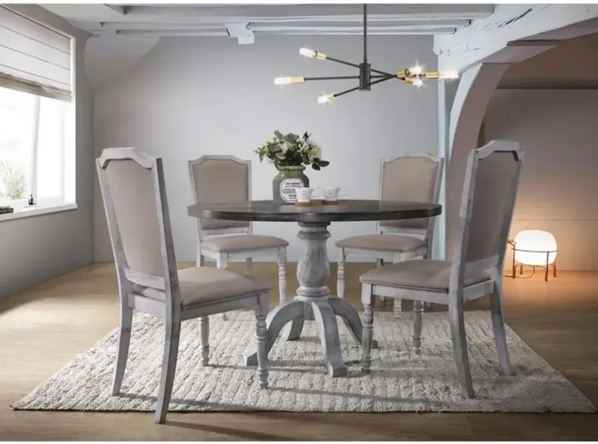 Best Master Farmhouse Style Wood Round Dining Table in Weathered Gray