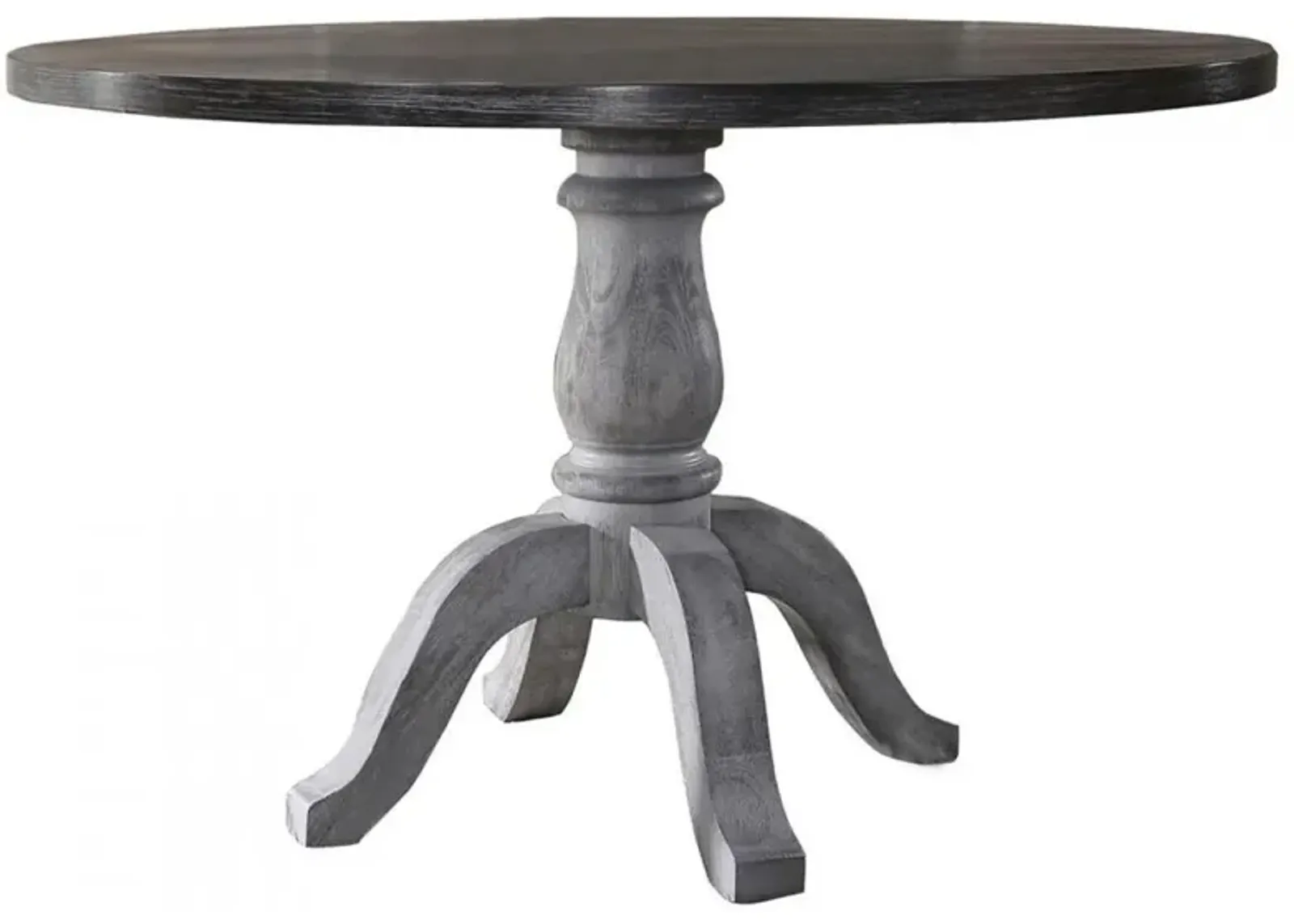 Best Master Farmhouse Style Wood Round Dining Table in Weathered Gray