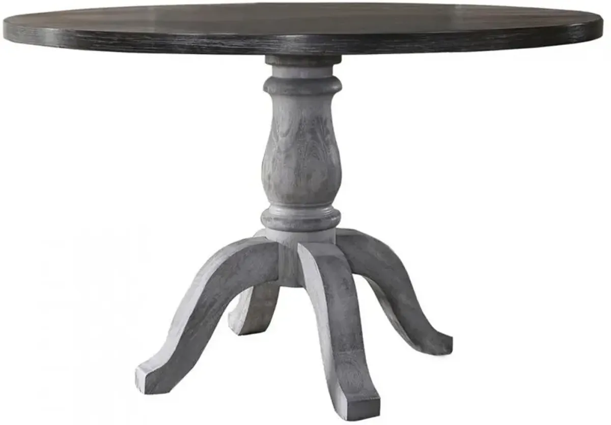 Best Master Farmhouse Style Wood Round Dining Table in Weathered Gray