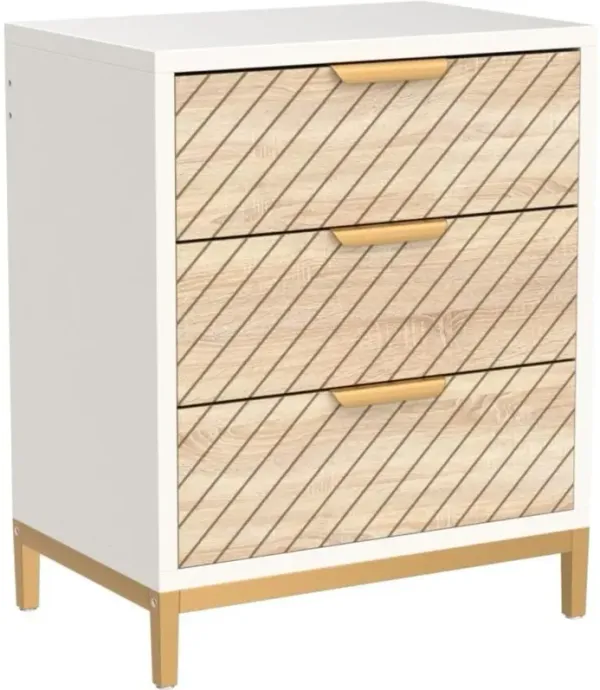 Wood Night Stand with 3 Drawers, BedsideTable End Table, Ideal for Bedroom Living Room