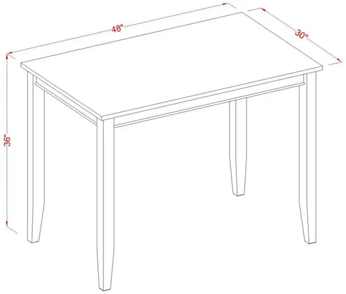 East West Furniture Buckland  Counter  Height  Rectangular  Table  30x48  in  Mahogany  Finish