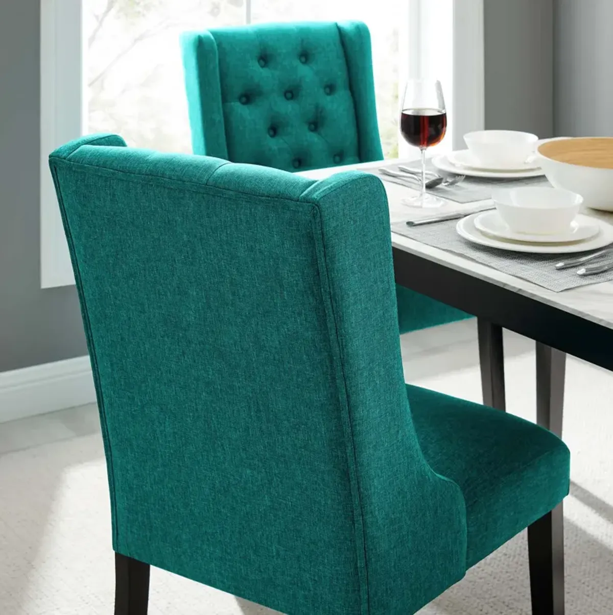 Baronet Button Tufted Fabric Dining Chair