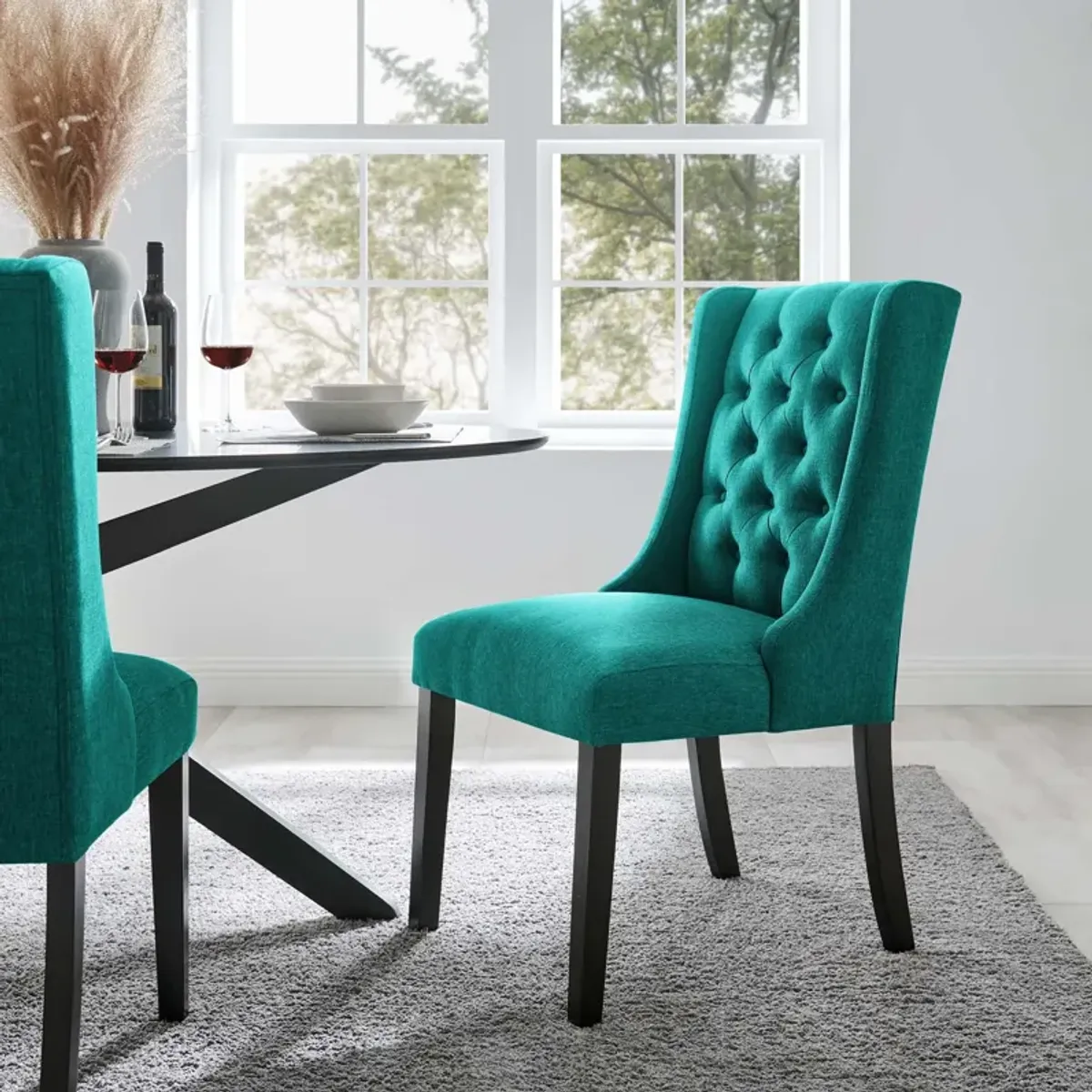 Baronet Button Tufted Fabric Dining Chair