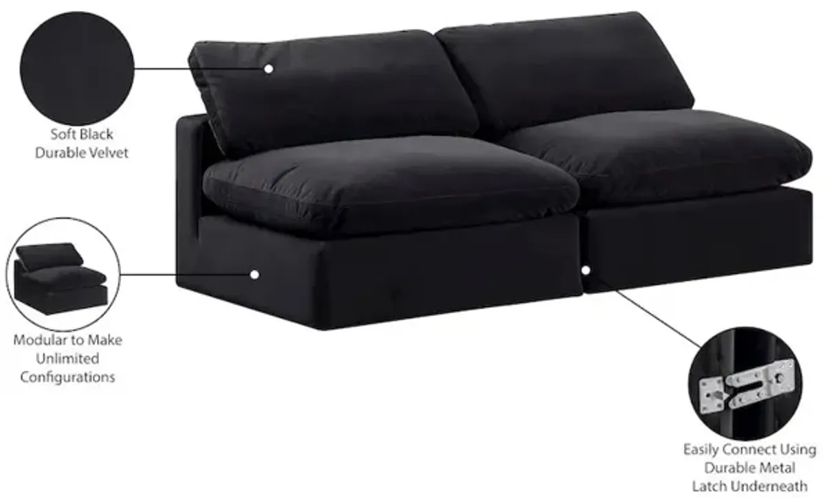 Meridian Furniture Comfy Black Velvet Modular Sofa