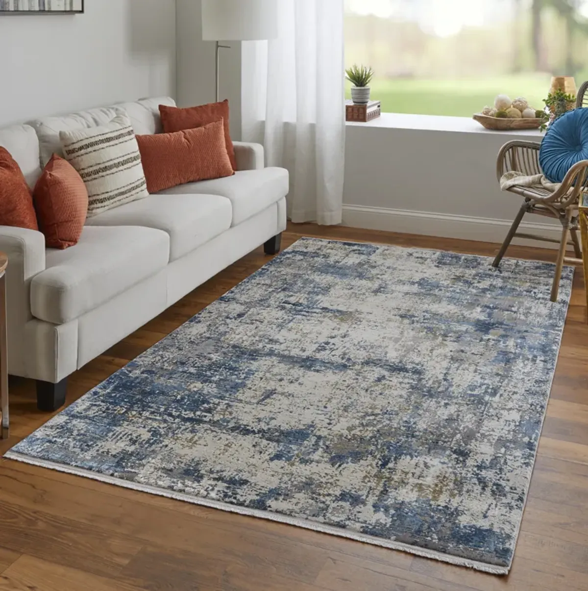 Cadiz 3891F Ivory/Tan/Blue 3'1" x 10' Rug