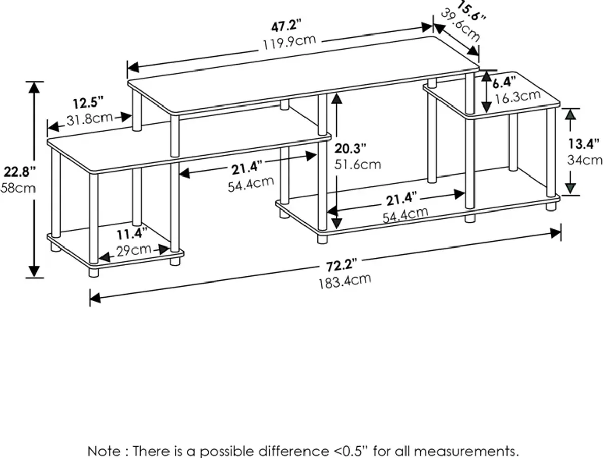 Furinno Furinno Turn-N-Tube Handel TV Stand for TV up to 55 Inch, Espresso/Black