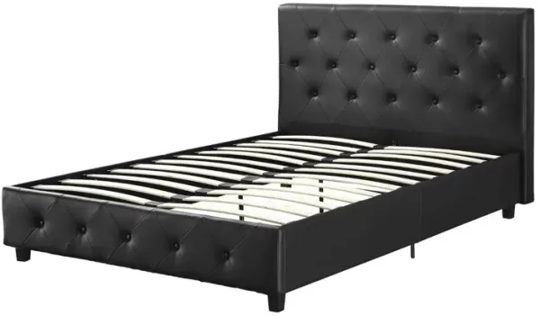 Faux Leather Upholstered Platform Bed with Button Tufted Headboard