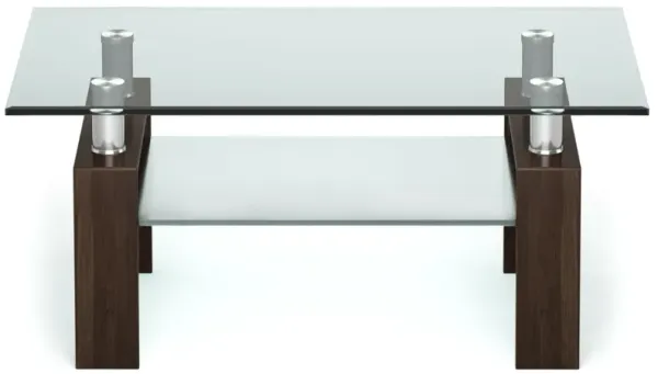 Rectangle Glass Coffee Table with Metal Legs for Living Room