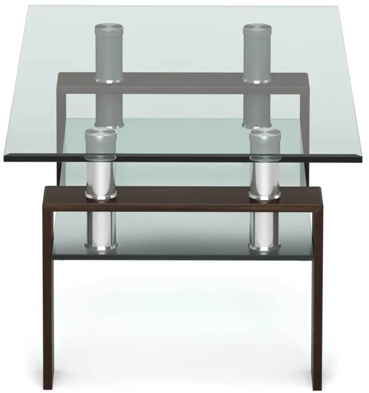 Rectangle Glass Coffee Table with Metal Legs for Living Room