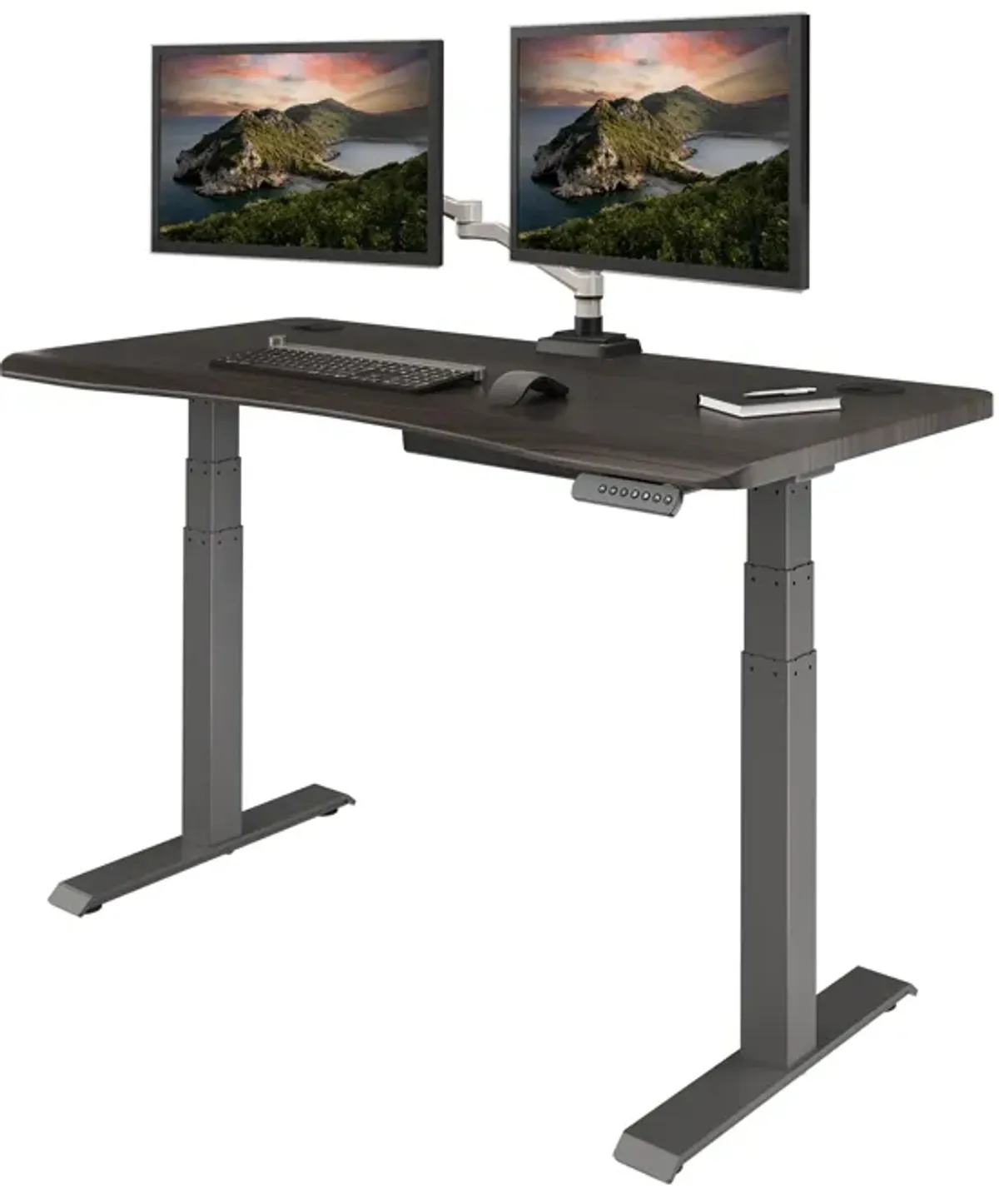 Vari VariDesk Ergo 54x26 Height Adjustable Standing Desk - Curved Electric Stand Up Desk Rounded Waterfall Edge - Ergonomic Home