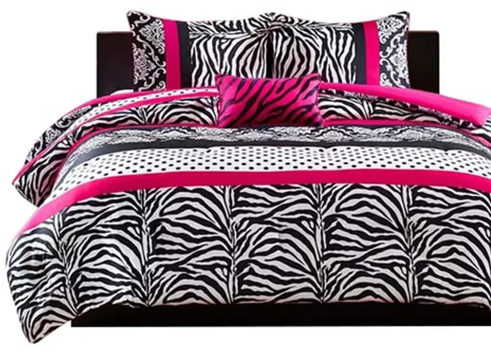 Gracie Mills Morse 4-Piece Striped Damask and Zebra Printed Comforter Set - Twin XL