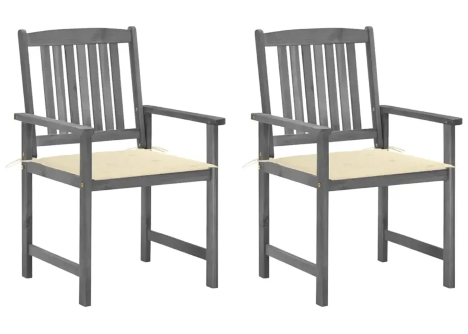 vidaXL Director's Chairs with Cushions 2 pcs Gray Solid Acacia Wood