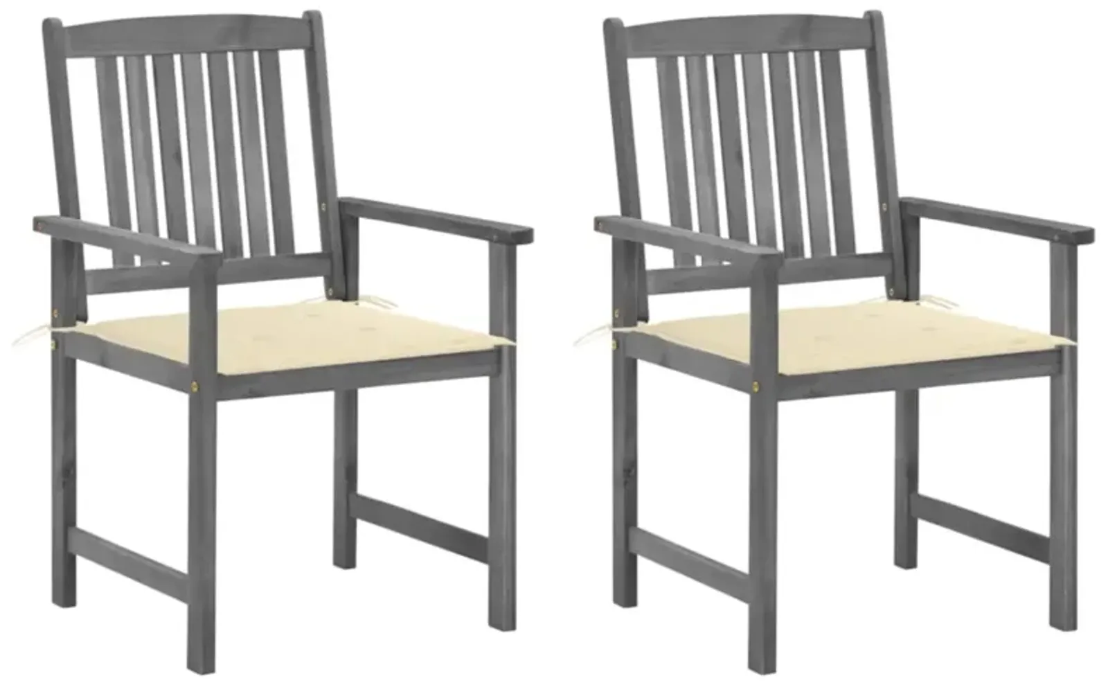 vidaXL Director's Chairs with Cushions 2 pcs Gray Solid Acacia Wood