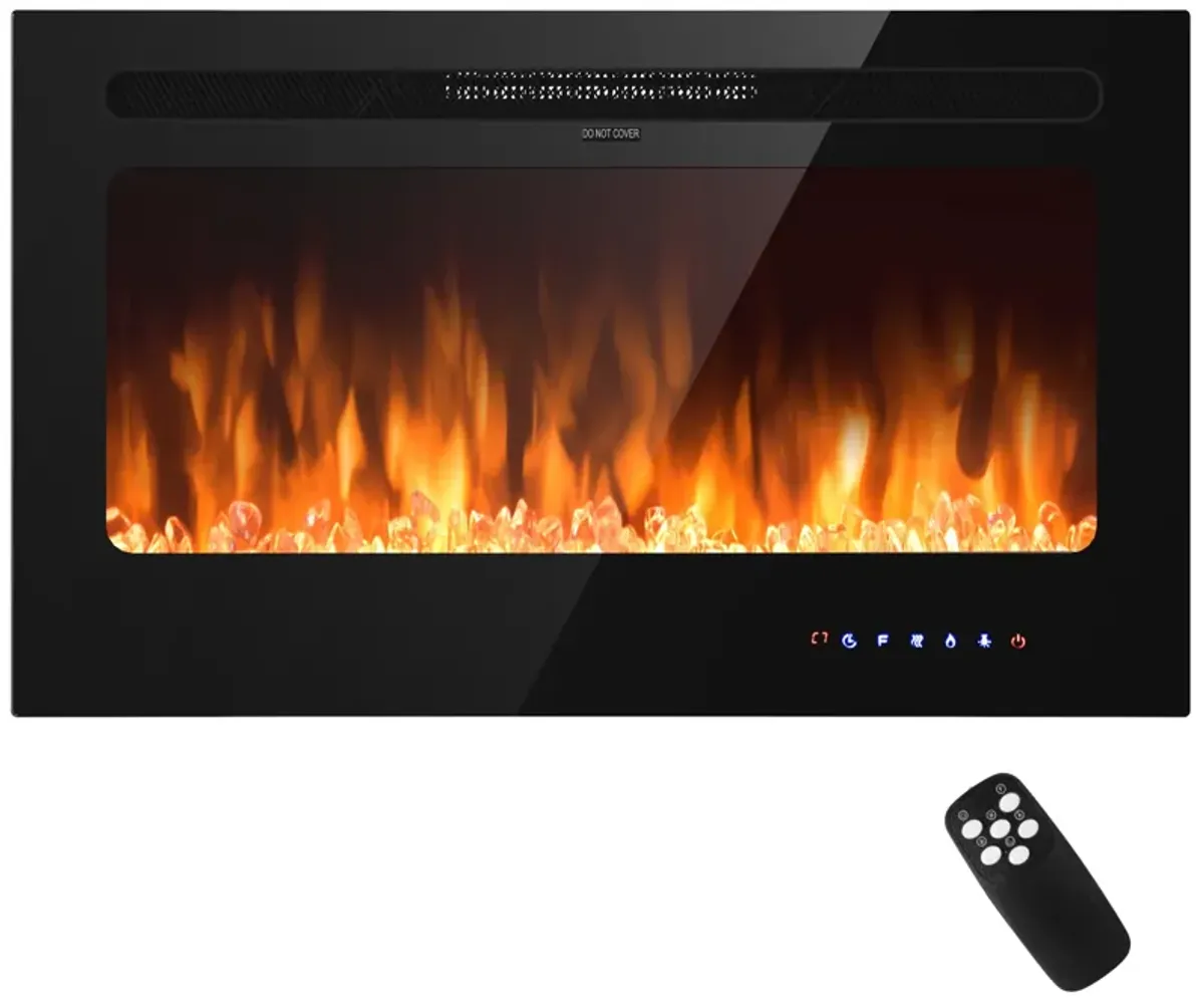 36 Inch Electric Fireplace Insert Wall Mounted with Timer