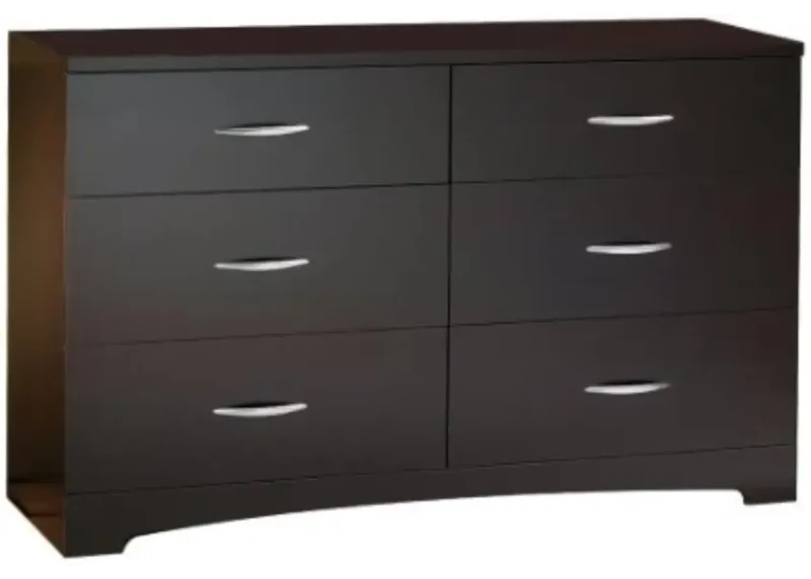 Modern 6-Drawer Bedroom Dresser in Chocolate Wood Finish