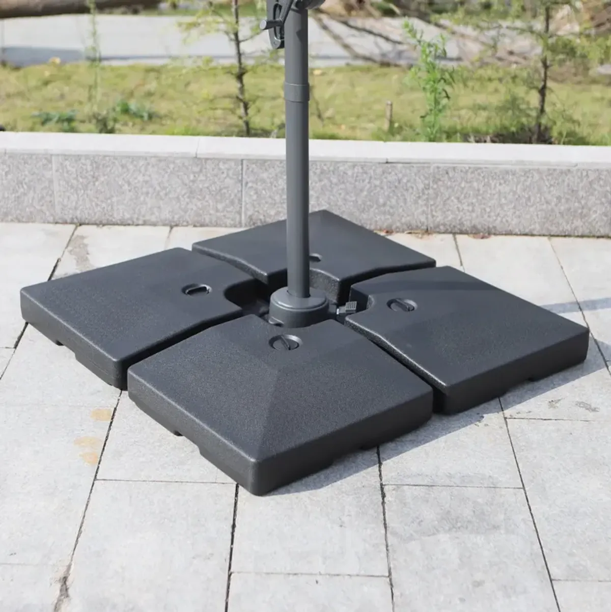 Heavy-Duty Umbrella Support: 4-Piece Black Base for Cantilever Umbrellas