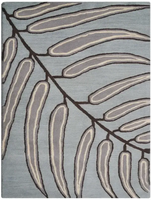 RUGSOTIC CARPETS HAND TUFTED WOOL ECO-FRIENDLY AREA RUGS  - 5'x8', Rectangle Shape, Light Blue, Floral Modern Design, High Pile Thick Handmade Area Rugs for Living Room, Bed Room (K00735)