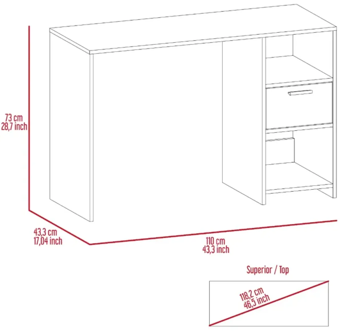 Covington 2-Shelf 1-Drawer Writing Desk Smokey Oak