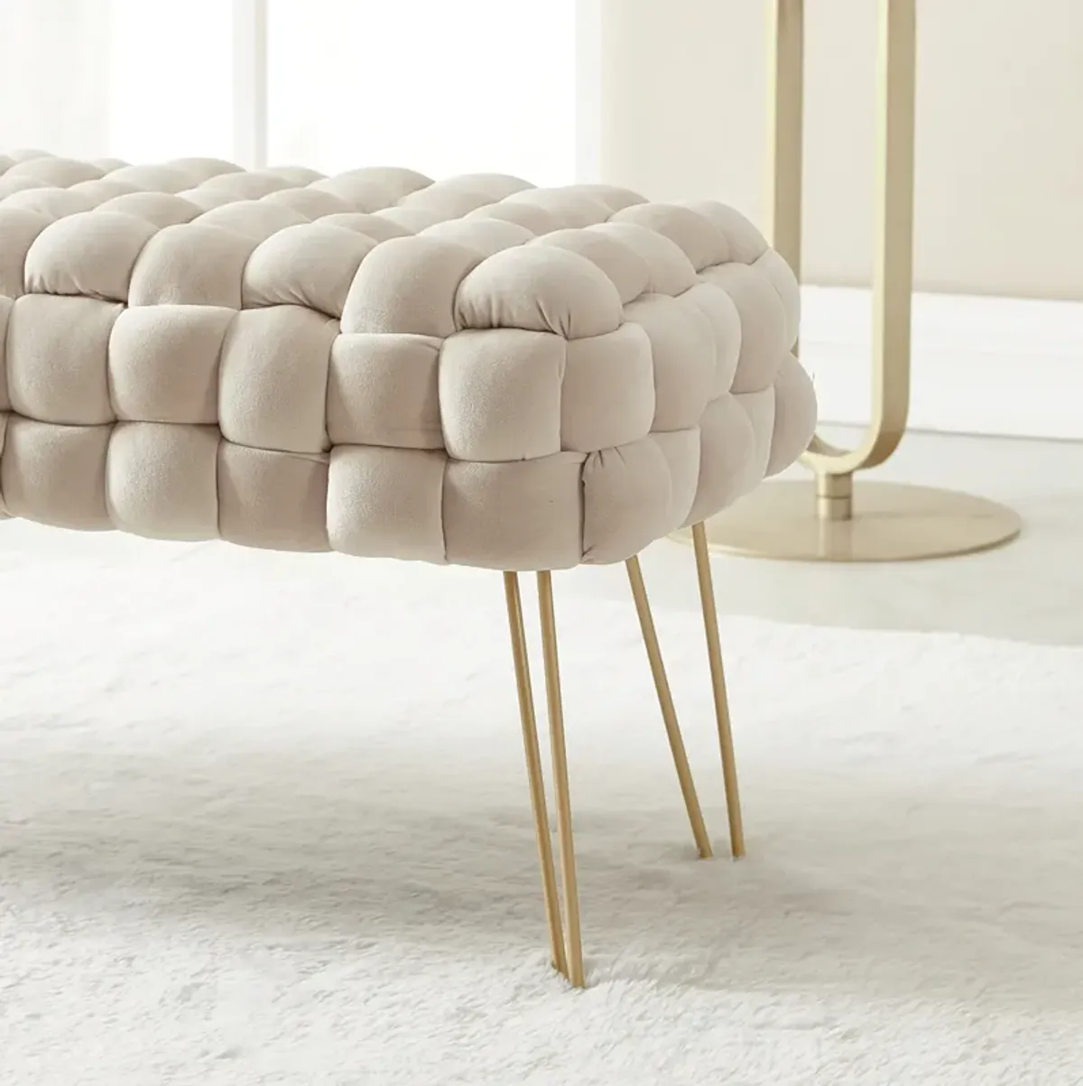 Mirage Velvet Woven Bench Ottoman