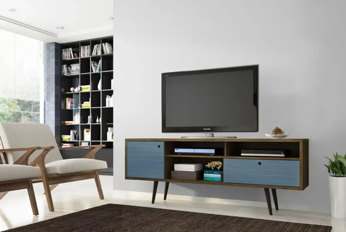 Liberty Extra Large TV Stand in Brown and Blue